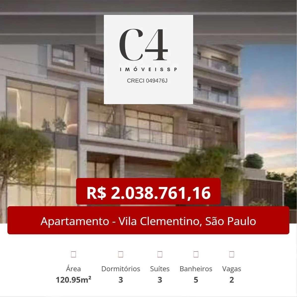 Apartamento à venda em São Paulo, Vila Clementino, com 2 quartos, 81m² - Oportunidade única - MAC - C4 Imóveissp / Cristianne Junqueira Rodrigues - Creci 152368
