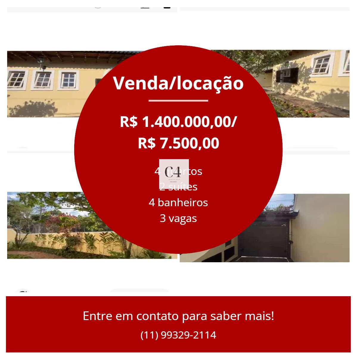 Casa Térrea à venda - Vila São Francisco - 322m2 de área útil ou para locação. (valor R$ 7.000,00 + R$ 550,00) - C4 Imóveissp / Cristianne Junqueira Rodrigues - Creci 152368